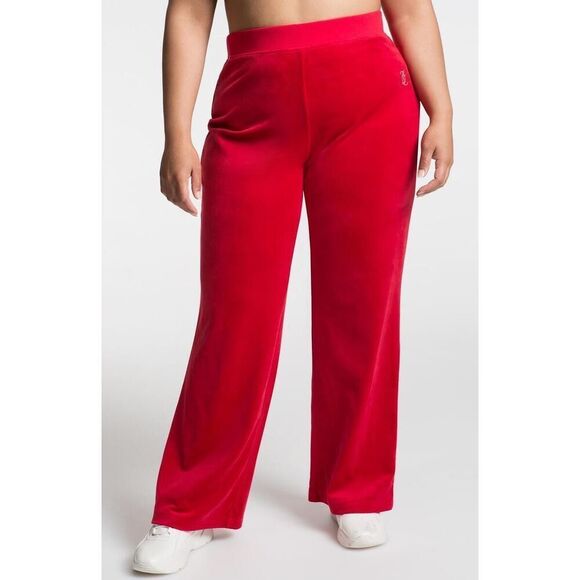 ✨Juicy Couture Plus Size JC Bling Velour Red Sz 2X Pants✨ - Picture 1 of 9
